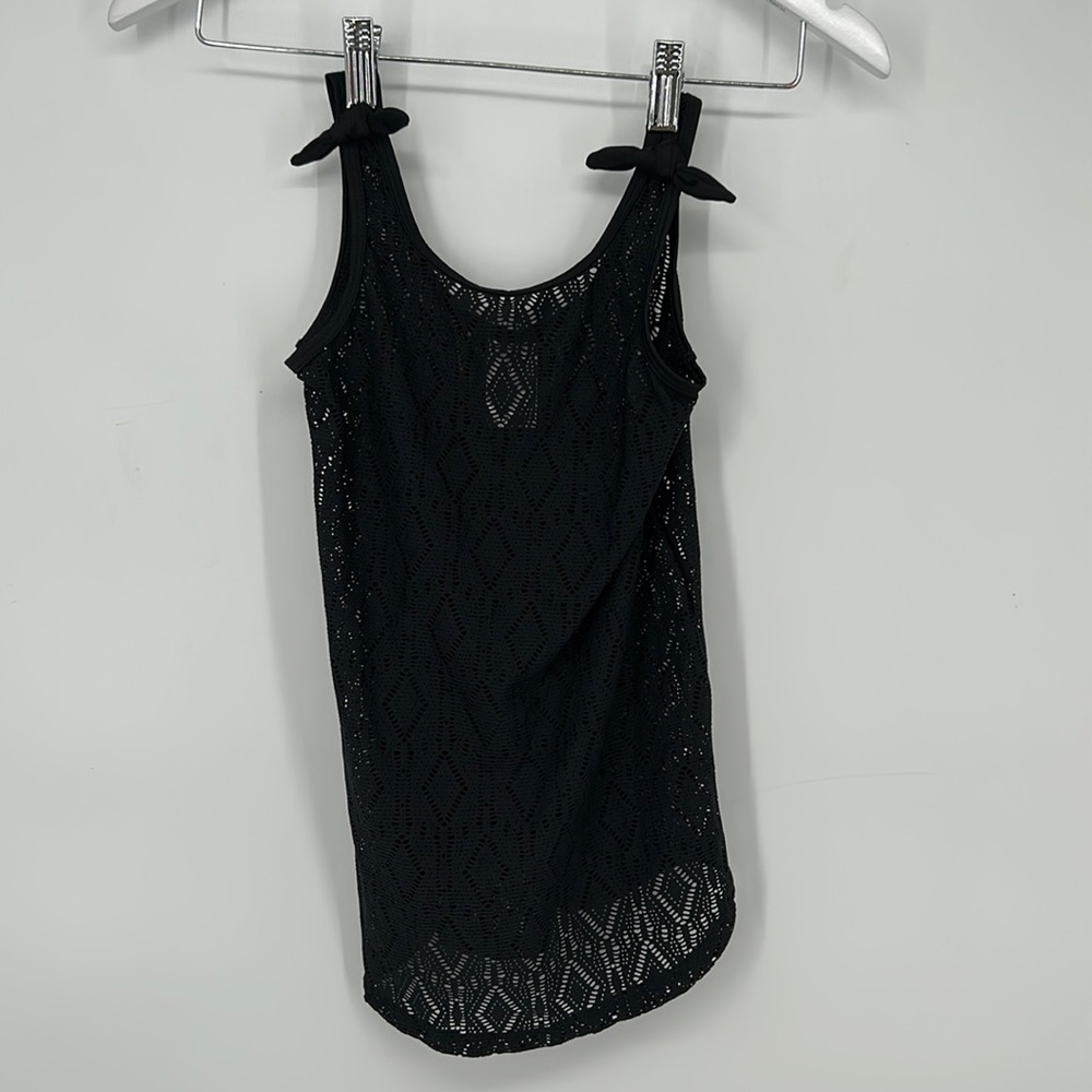 Art Class Girl Sleeveless Knot Strap Argyle Knit Tankini Top Black XS (4/5) NWOT